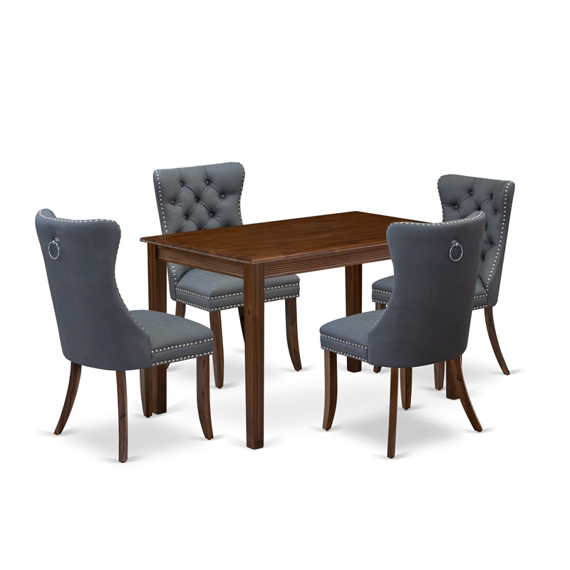 East West Furniture 5-Piece Dinette Set in Antique Walnut/Platinum Gray