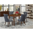 East West Furniture 5-Piece Dinette Set in Antique Walnut/Platinum Gray