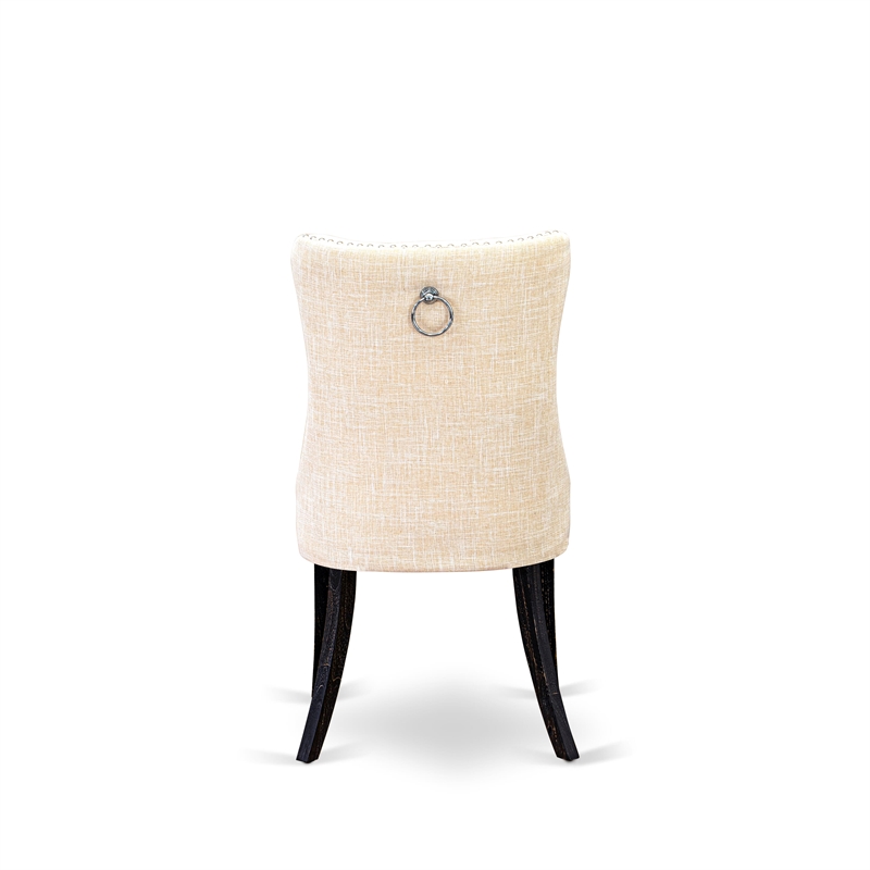 East West Furniture Linen Fabric Parson Dining Chair in Light Beige (Set of 2)