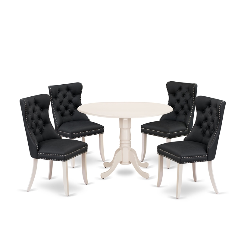 East West Furniture 5-Piece Dining Set for Small Spaces in Linen White/Dark Gray