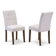 East West Furniture Linen Fabric Parson Dining Chair in Mist Beige (Set of 2)