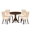 East West Furniture 5-Piece Dining Room Set in Antique Walnut/Light Beige