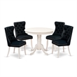 East West Furniture 5-Piece Dining Room Set in Linen White/Black