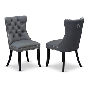 East West Furniture Faux Leather Parson Dining Chair in Platinum Gray (Set of 2)