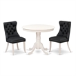 East West Furniture 3-Piece Dining Set for Small Spaces in Linen White/Dark Gray