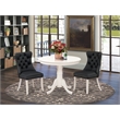 East West Furniture 3-Piece Dining Set for Small Spaces in Linen White/Dark Gray