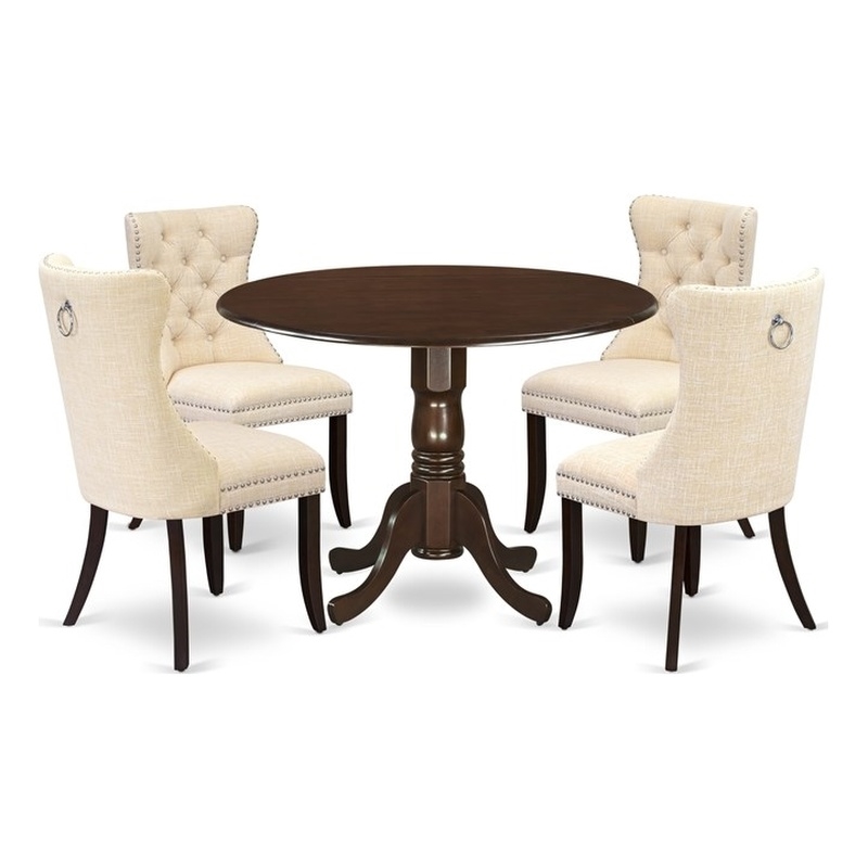 East West Furniture 5-Piece Kitchen Table Set in Mahogany/Light Beige