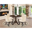 East West Furniture 5-Piece Kitchen Table Set in Mahogany/Light Beige