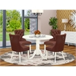 East West Furniture 5-Piece Dinette Set for Small Spaces in Linen White/Burgundy