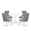 East West Furniture 5-Piece Dining Room Set in Linen White/Light Gray