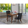 East West Furniture 3-Piece Dining Room Set in Dark Gray/Antique Walnut