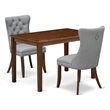 East West Furniture 3-Piece Dinette Set in Light Gray/Antique Walnut