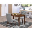 East West Furniture 3-Piece Dinette Set in Light Gray/Antique Walnut