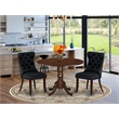East West Furniture 3-Piece Dining Table Set in Mahogany/Black