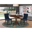 East West Furniture 3-Piece Modern Dining Table Set in Mahogany/Navy Blue