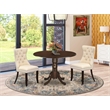 East West Furniture 3-Piece Modern Dining Table Set in Mahogany/Light Beige