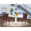 East West Furniture 3-Piece Modern Dining Table Set in Linen White/Burgundy