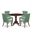 East West Furniture 5-Piece Dining Table Set in Antique Walnut/Willow Green