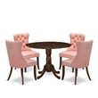 East West Furniture 5-Piece Dining Room Set in Antique Walnut/Beige Red