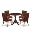 East West Furniture 5-Piece Dinette Set in Antique Walnut/Burgundy