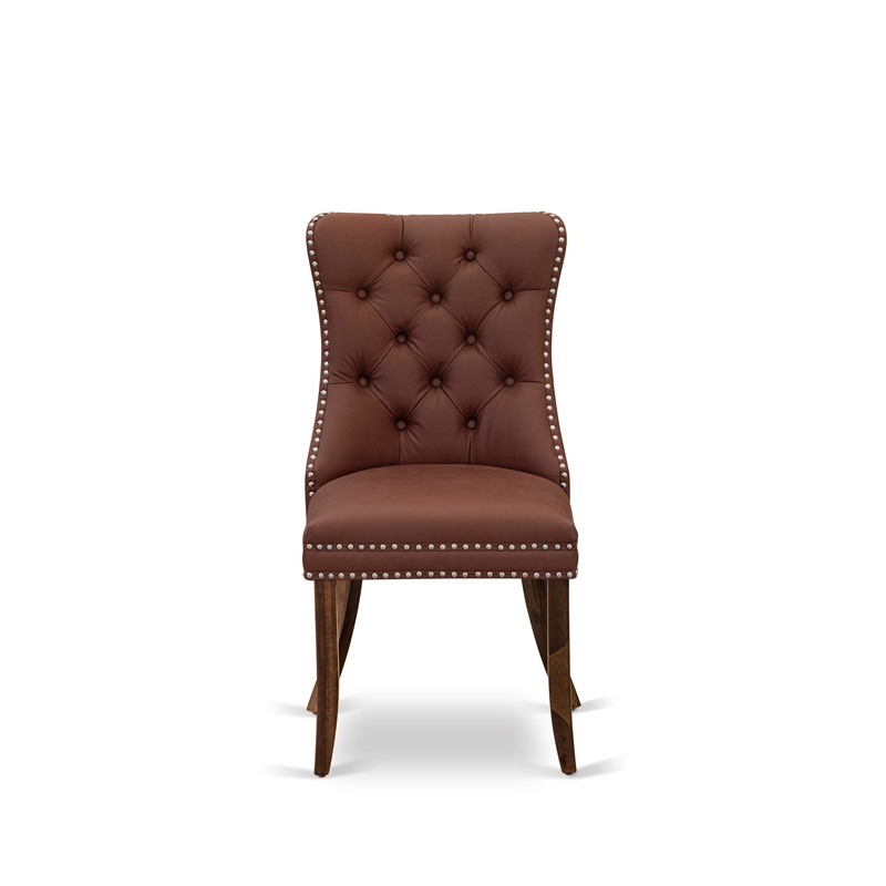 East West Furniture 5-Piece Dinette Set in Antique Walnut/Burgundy