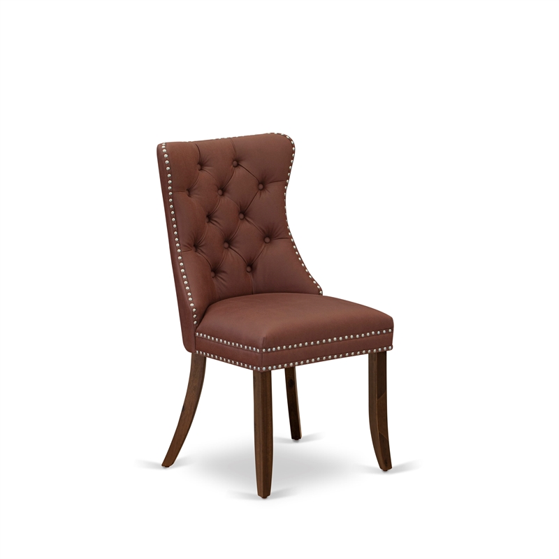 East West Furniture 5-Piece Dinette Set in Antique Walnut/Burgundy
