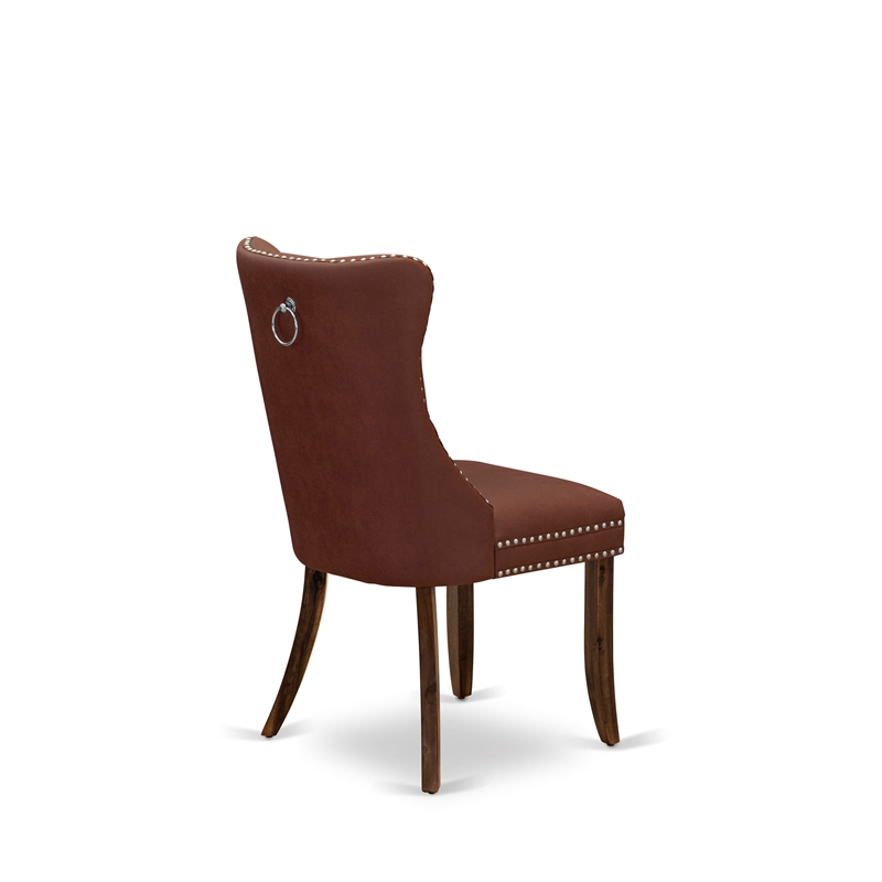 East West Furniture 5-Piece Dinette Set in Antique Walnut/Burgundy