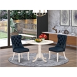 East West Furniture 3-Piece Kitchen Table Set in Linen White/Navy Blue