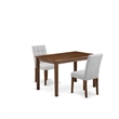 East West Furniture 3-Piece Dining Table Set  in Antique Walnut/Light Gray