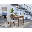 East West Furniture 3-Piece Dining Table Set  in Antique Walnut/Light Gray