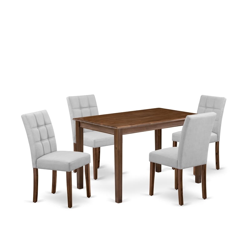 East West Furniture 5-Piece Kitchen Table Set in Antique Walnut/Light Gray