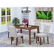 East West Furniture 5-Piece Kitchen Table Set in Antique Walnut/Light Gray