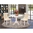 East West Furniture 3-Piece Dining Table Set in Linen White/Light Beige