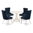 East West Furniture 5-Piece Dining Table Set  in Linen White/Navy Blue