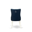 East West Furniture 5-Piece Dining Table Set  in Linen White/Navy Blue