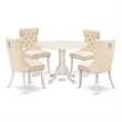 East West Furniture 5-Piece Kitchen Table Set in Linen White/Light Beige