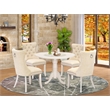 East West Furniture 5-Piece Kitchen Table Set in Linen White/Light Beige