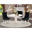 East West Furniture 3-Piece Dining Room Set in Linen White/Black