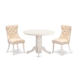 East West Furniture 3-Piece Kitchen Table Set in Linen White/Light Beige