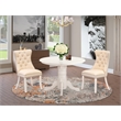 East West Furniture 3-Piece Kitchen Table Set in Linen White/Light Beige
