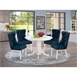 East West Furniture 5-Piece Kitchen Table Set in Linen White/Navy Blue