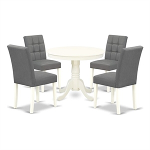 East West Furniture 5-Piece Dining Table Set in Linen White/Platinum Gray
