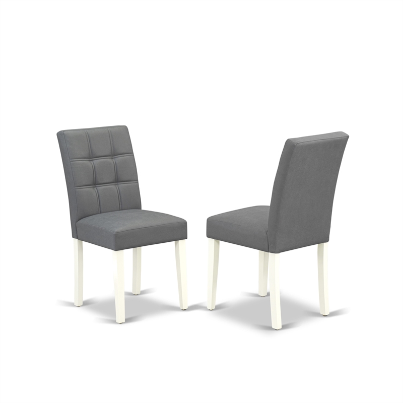 East West Furniture 5-Piece Dining Table Set in Linen White/Platinum Gray