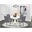 East West Furniture 5-Piece Dining Table Set in Linen White/Platinum Gray