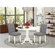 East West Furniture 3-Piece Dining Set in Linen White/Platinum Gray