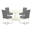 East West Furniture 5-Piece Dining Room Set in Linen White/Platinum Gray