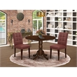 East West Furniture 3-Piece Dining Room Set in Mahogany/Burgandy