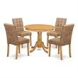 East West Furniture 5-Piece Dining Set in Oak/Brown Textured