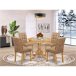 East West Furniture 5-Piece Dining Set in Oak/Brown Textured