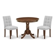 East West Furniture 3-Piece Dining Set in Antique Walnut/Light Gray